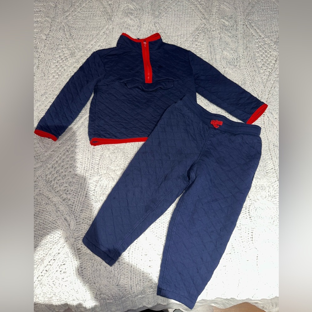 Janie and Jack Navy Quilted Kids Outfit (3T)